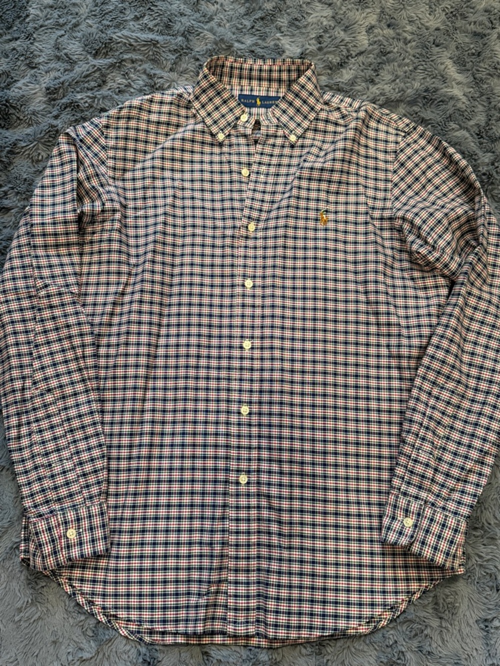 Ralph Lauren Men’s Blue, Red & White Plaid Button-Down Shirt